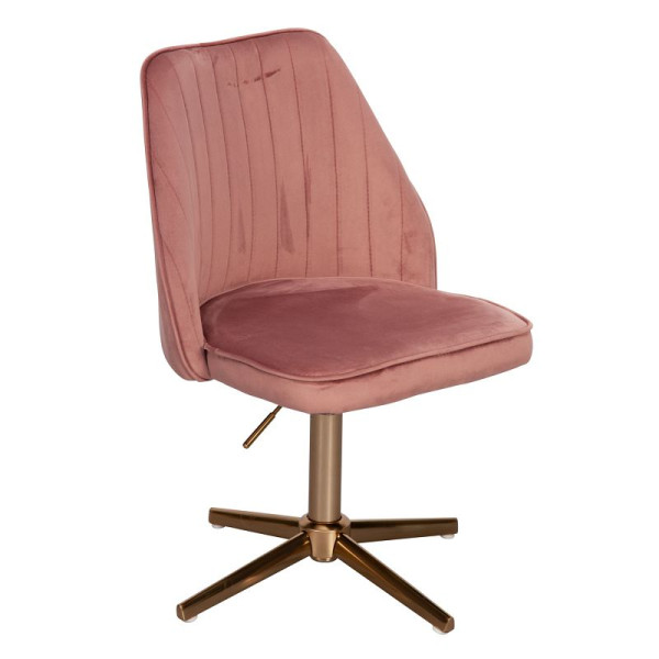Wohnling Design Draaistoel Roze Fluweel Draaibaar zonder Wielen, WL6.303