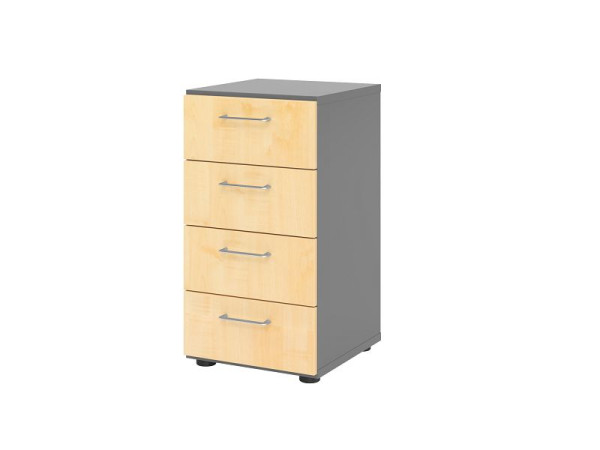 Hammerbacher ladekast 2OH, 4 laden 924S4 BS, romp: grafiet / voorkant: esdoorn, 40x41,7x74,8 cm (BxDxH), 4 laden, metalen handgreep, V924S4/G/3/BS