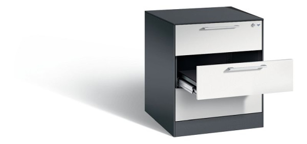 C+P archiefkast Asisto, H710xB562xD600mm, kleur: zwartgrijs/lichtgrijs, beugelgreep, 146274-322 S10110