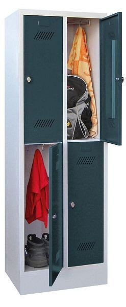 Pavoy Kleider-Schließfachschrank mit Sockel 1850/500/600, 2b x 2h, Drehriegelverschluss, Abteilbreite 300, 60260-223-432-910