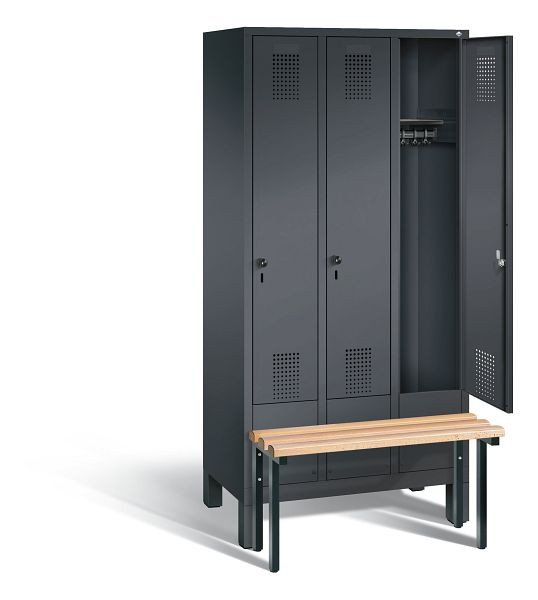 C+P Evolo garderobe, H1850xW900xD815mm, kleur: zwart-grijs, 48030-30 S10099