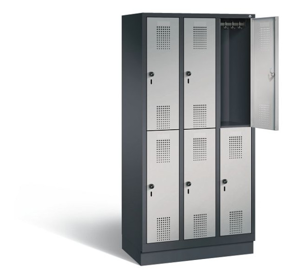 C+P locker dubbeldekker Evolo, H1800xB900xD500mm, kleur: zwart-grijs/wit aluminium, 48320-30 S10232
