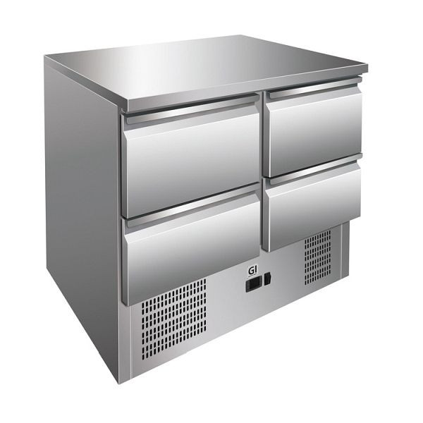 Gastro-Inox RVS koeltafel met 4 lades, convectiekoeling, netto inhoud 257 liter, 202.012