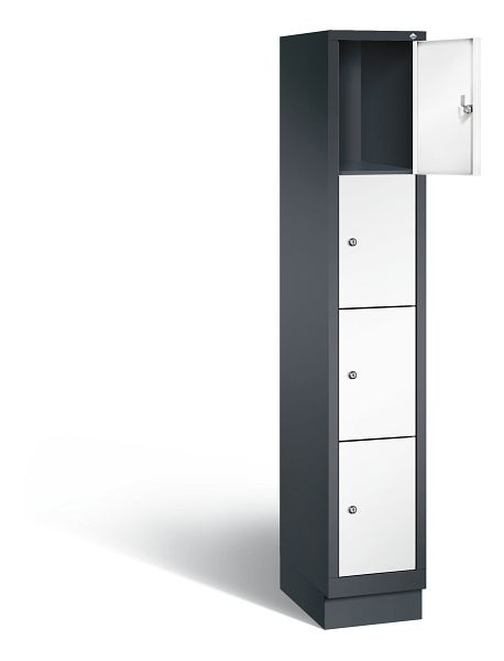 C+P lockerkast Evolo, H1800xB320xD500mm, kleur: zwartgrijs / verkeerswit, 48020-104 S10111