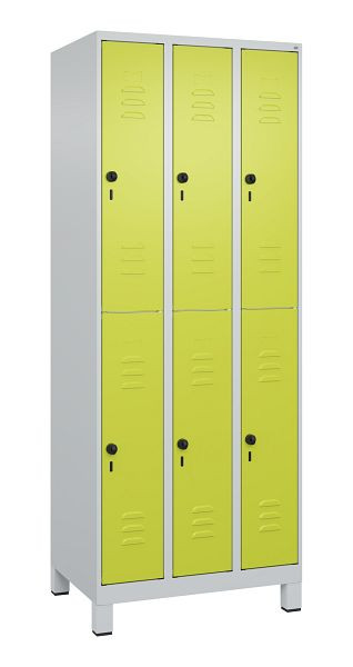 C+P Doppelstöckiger Spind Classic PLUS, Füße, 3 Abteile, 1950x750x500mm, 7035/0024, 080310-39 S10010