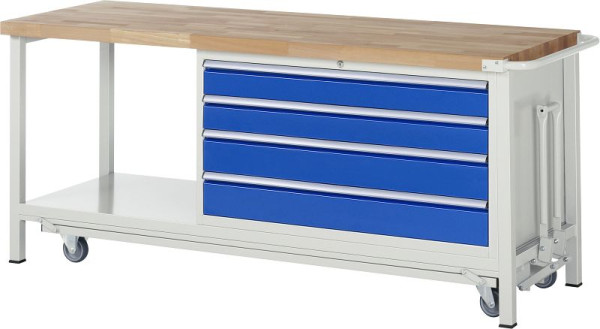 RAU werkbank met neerlaatbaar onderstel serie 8000, 4x XXL laden, 2000x880x700 mm, 05-8362A6-207B4F.11