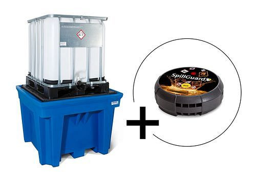 DENIOS classic-line set bestaande uit 1 IBC-PE opvangbak en lekdetector, 276653