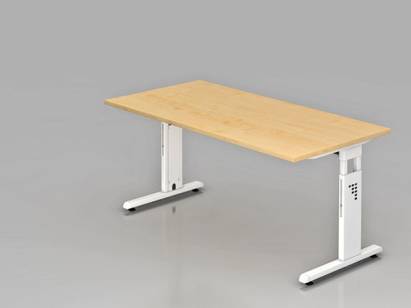 Hammerbacher bureau C-poot 160x80cm esdoorn/wit, werkhoogte 65-85 cm, VOS16/3/W