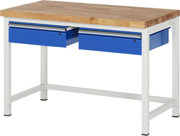 RAU werkbank serie 8000 - frameconstructie (gelast frame), 2x laden, 1250x840x700 mm, 03-8002A1-127B4S.11
