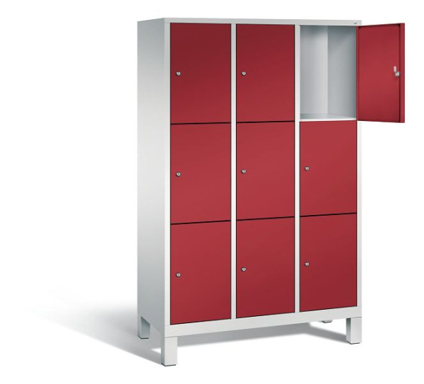 C+P lockerkast Evolo, H1850xB1200xD500mm, kleur: lichtgrijs/robijnrood, 48010-323 S10114