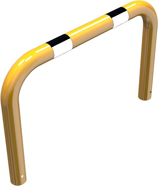 Schak-stootbescherming stalen buis Ø 76 mm geel/zwart, totale breedte: 1000 mm, hoogte boven de grond: 250 mm, voor inzetting in beton, 477_03BG