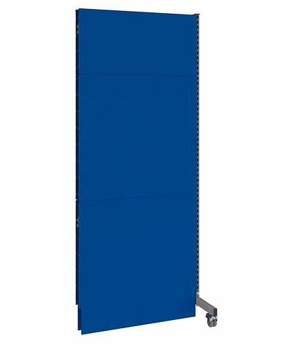 DENIOS mobiele akoestische scheidingswand, opzetpaneel, B 1000, H 2500 mm, tweezijdige akoestische geperforeerde plaat, grijs/blauw, 293121