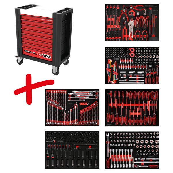 KS Tools PERFORMANCEplus werkplaatswagenset P10, met 423 gereedschappen en 6 laden, 810.6423