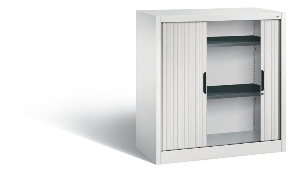 C+P dressoir met rolluik Omnispace, H1030xB1000xD420mm, kleur: lichtgrijs, verzonken greep, 2 niveaus, 3242-00 S10081