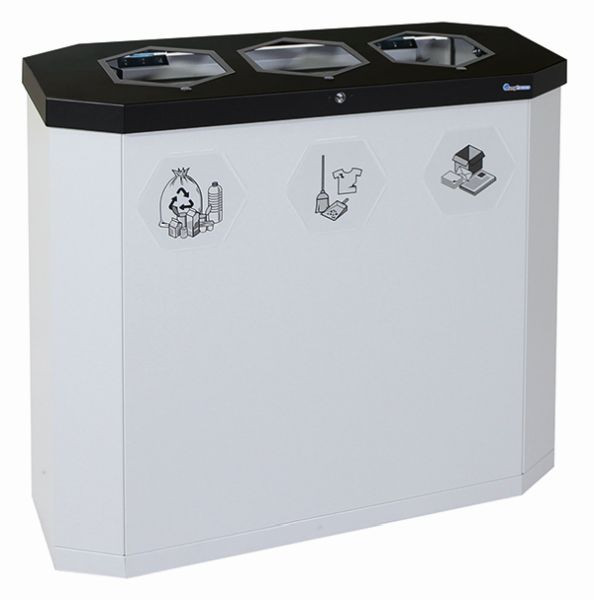 stomp Sixco 3 slim recyclingstation, lichtgrijs RAL 7035, 830x950x355 mm (HxBxD), 565-135-07