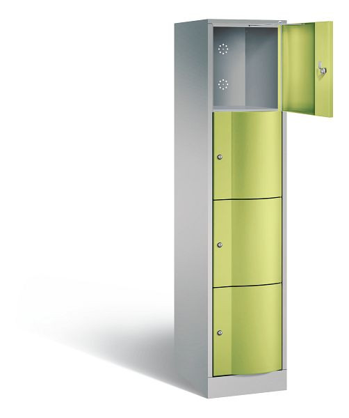 C+P lockerkast Resisto, H1950xB396xD540mm, kleur: wit aluminium / virid groen, 8470-172 S10035