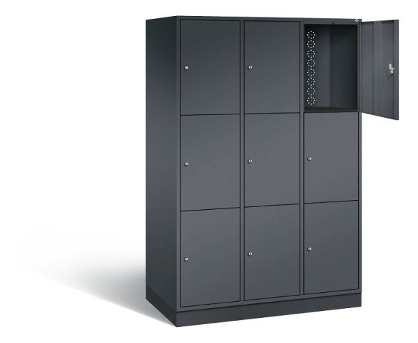 C+P XL lockerkast Intro, H1950xB1220xD590mm, kleur: zwart-grijs, 8370-303 S10065