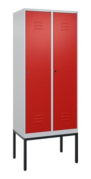 C+P luierkluis Classic PLUS met middenwand, frame, 2 vakken, 2120x800x500mm, 7035/3020, cilindersloten, 0800307-22F S10017