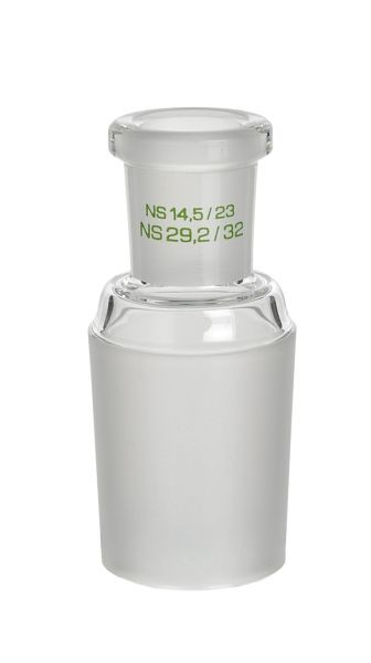 Rettberg overgangsstuk, huls NS 24/29 op kern NS 14.5/23, borosilicaatglas 3.3, 107000017
