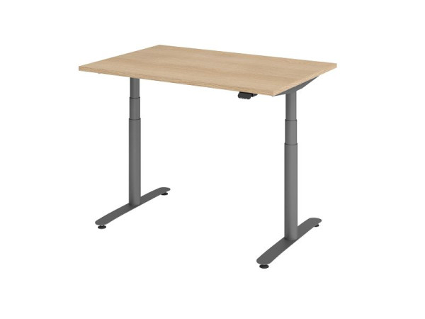 Hammerbacher zit-sta bureau elektrisch 120x80cm eiken/grafiet, VXDLR12/E/G