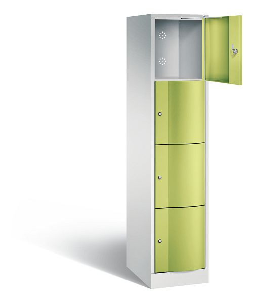 C+P lockerkast Resisto, H1950xB396xD540mm, kleur: lichtgrijs / virid groen, 8470-172 S10021