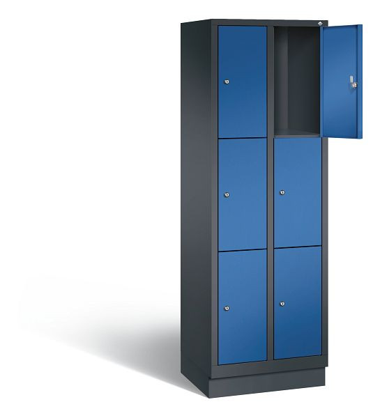 C+P lockerkast Evolo, H1800xB610xD500mm, kleur: zwartgrijs / gentiaanblauw, 48020-203 S10005