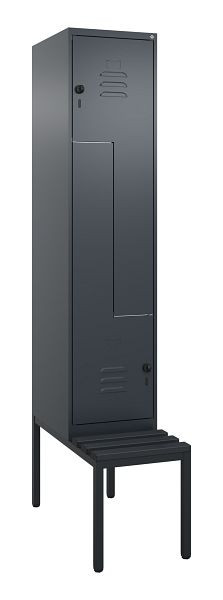 C+P Z-Spind Classic PLUS, met onderbank, 2 vakken, 2120x400x815mm, 7016/7016, draaigrendel, 0800537-122 S10042