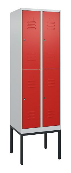 C+P dubbeldekskast Classic PLUS, frame, 2 vakken, 2120x600x500mm, 7035/3020, cilindersloten, 0803307-20 S10017