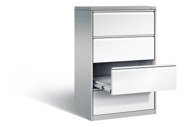 C+P archiefkast Acurado, H1357xB787xD590mm, kleur: wit aluminium / verkeerswit, handgreep, 12934-322 S10051