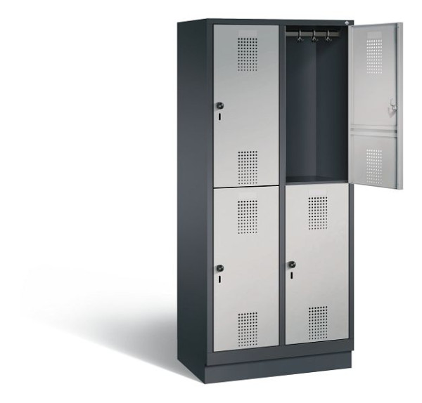 C+P locker dubbeldekker Evolo, H1800xW810xD500mm, kleur: zwart-grijs/wit aluminium, 48320-22 S10010