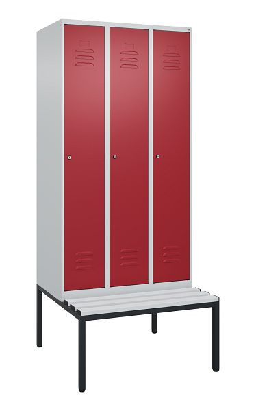 C+P luierkluis Classic PLUS met middenwand, 3 vakken, 2120x900x815mm, 7035/3003, cilindersloten, 0800507-30F S10016