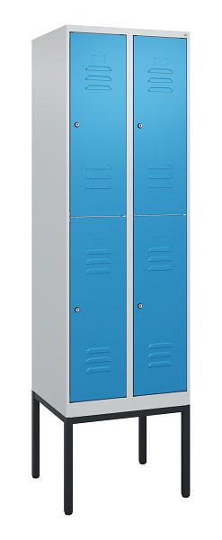 C+P dubbeldekskast Classic PLUS, frame, 2 vakken, 2120x600x500mm, 7035/5012, cilindersloten, 0803307-20 S10019