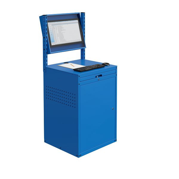SOFAME computerkast MODULINFO B695 x D 660 x H 1005 met kantelbare monitorbehuizing, hemelsblauw RAL 5015, W040010027BIGC
