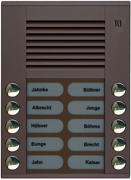 TCS audio voordeurstation serie PES 10 beldrukkers (rechts/links uitgelijnd), AP brons, PES10-EB/04