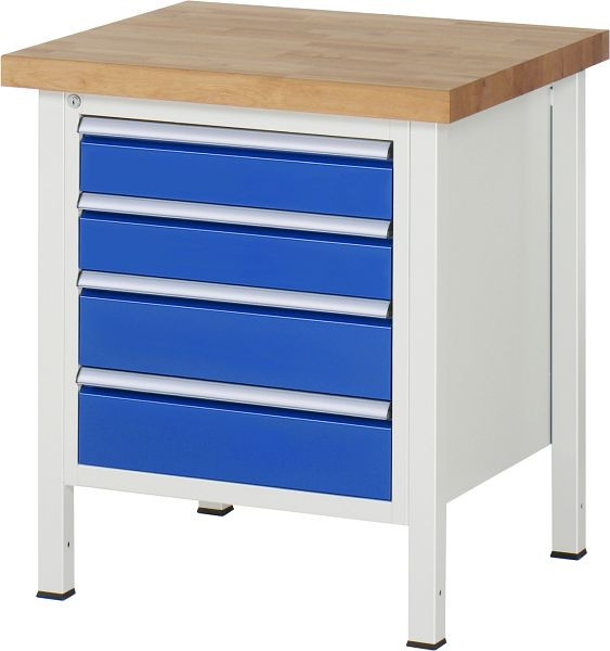 RAU werkbank serie 8000 - frameconstructie (gelast frame), 4 x laden, 750x840x700 mm, 03-8162A2-077B4S.11