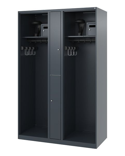 C+P Evolo brandweerkast, model MAXI, 2 compartimenten, H1850B1200T500 mm, antraciet, helmbevestiging, 0496015-020 S10004