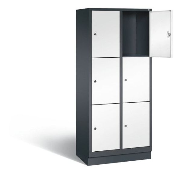 C+P lockerkast Evolo, H1800xW810xD500mm, kleur: zwartgrijs / verkeerswit, 48020-223 S10192