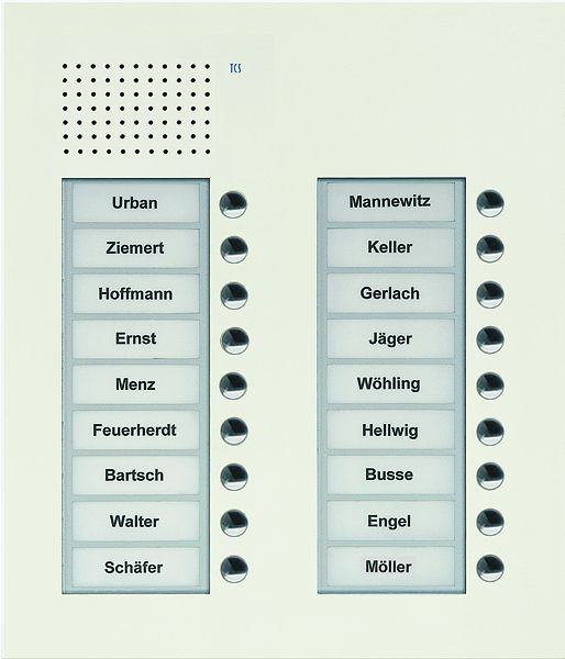TCS audio buitenstation serie PUK 18 belknoppen (rechts uitgelijnd), 2 kolommen, UP wit, PUK18/2-WS