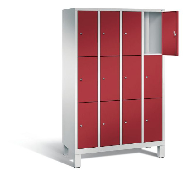 C+P lockerkast Evolo, H1850xW1190xD500mm, kleur: lichtgrijs/robijnrood, 48010-403 S10124