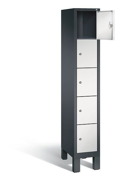 C+P lockerkast Evolo, H1850xB320xD500mm, kleur: zwartgrijs/lichtgrijs, 48010-105 S10064