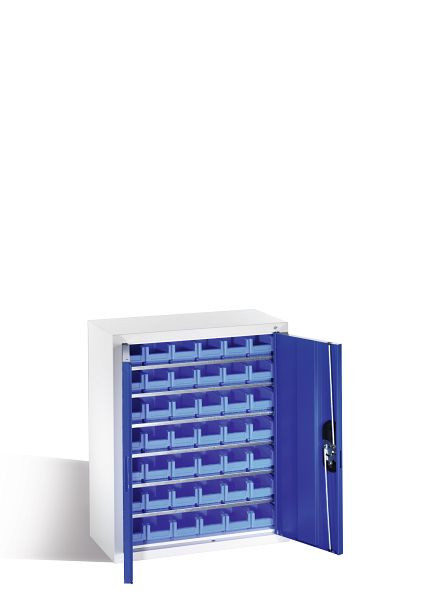 C+P tijdschriftenkast serie 13, H830xB700xD300mm, kleur: lichtgrijs / gentiaanblauw, verzonken handgreep, 134013-21 S10051