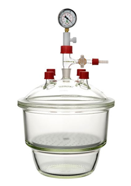 Rettberg exsiccatorsysteem, versie 2, DN 300, aansluitingen: 1x mof NS 24/29 (midden), 4x schroefdraad GL 25, 124012300