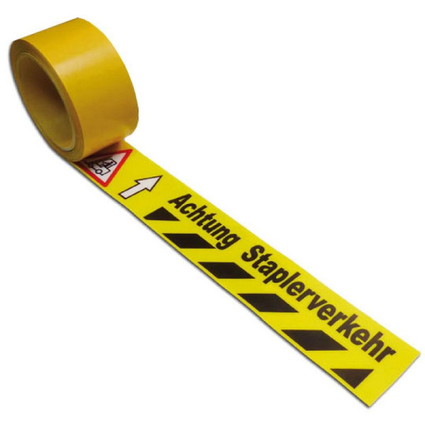 Stone HGS vloermarkeringstape -WT-5125- bedrukt, overrijdbaar met een palletwagen en krasbestendig, Let op fotobarrière/geel, breedte: 75 mm, 29335