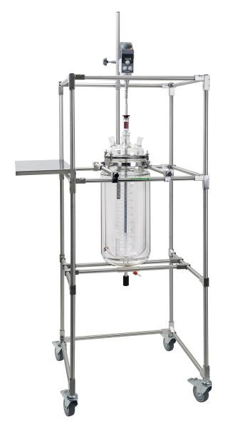 Rettberg verrijdbaar frame voor reactievaten 6-20 liter, met flenshouder NW 200, zijplank, RVS, 134291220