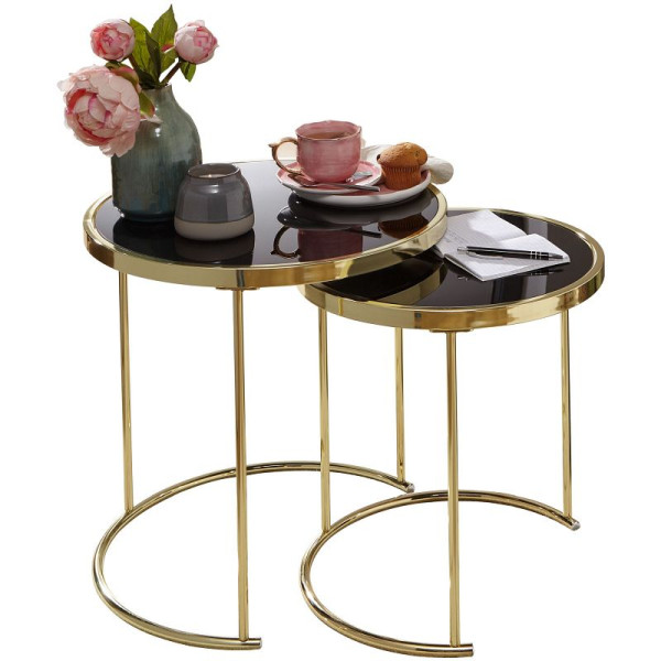 Wohnling Design nesttafel CORA zwart/goud, metaal/glas, WL5.769