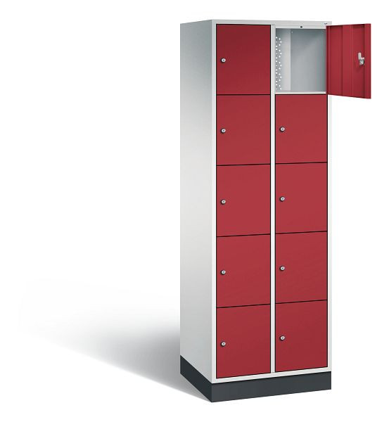 C+P lockerkast Intro, H1950xB620xD490mm, kleur: lichtgrijs/robijnrood, 8570-201 S10014