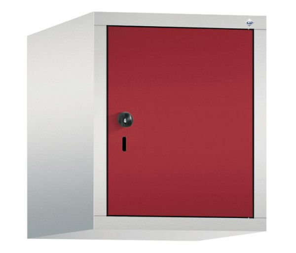 C+P Aufsatz-Garderobenschrank Evolo, 1 Abteil, H500xB420xT500 mm, Lichtgrau/Rubinrot, 48090-12 S10023
