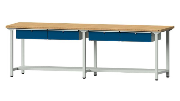 ANKE werkbanken werktafel, model 195, 2800 x 800 x 890 mm, RAL 7035/5010, BMP 40 mm, 401.481
