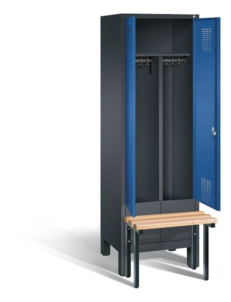 C+P zwart wit kastje Evolo, H1850xW610xD815mm, kleur: zwart grijs / gentiaanblauw, 48032-20 S10031