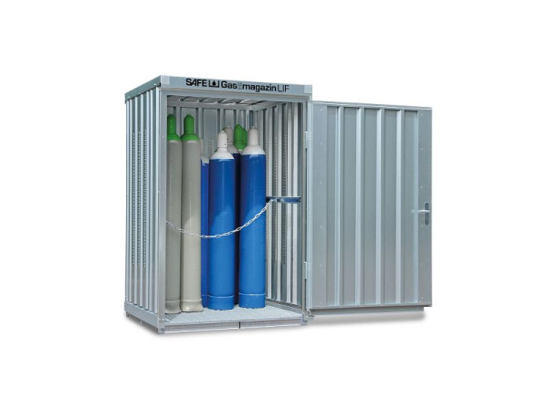 SÄBU SAFE gasmagazijn 125 LIF, verzinkt, gemonteerd, met roosterbodem, 1.420 x 1.490 x 2.250 mm